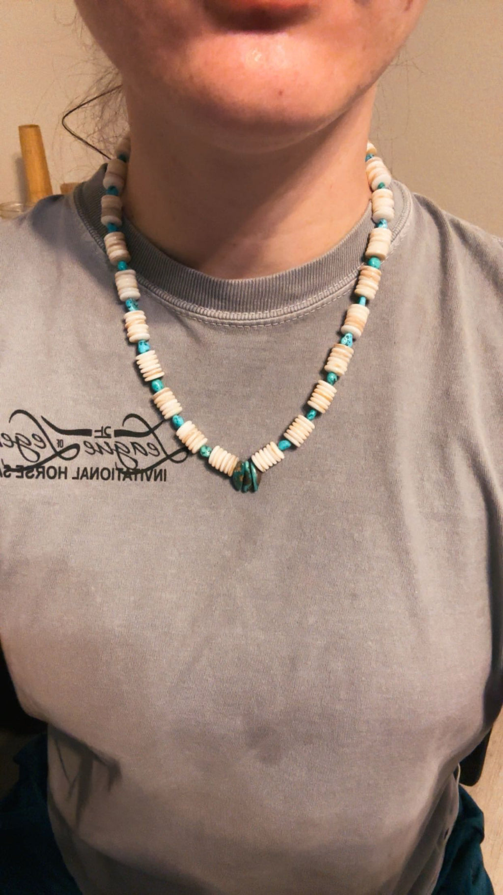 Shell and turquoise nugget necklace