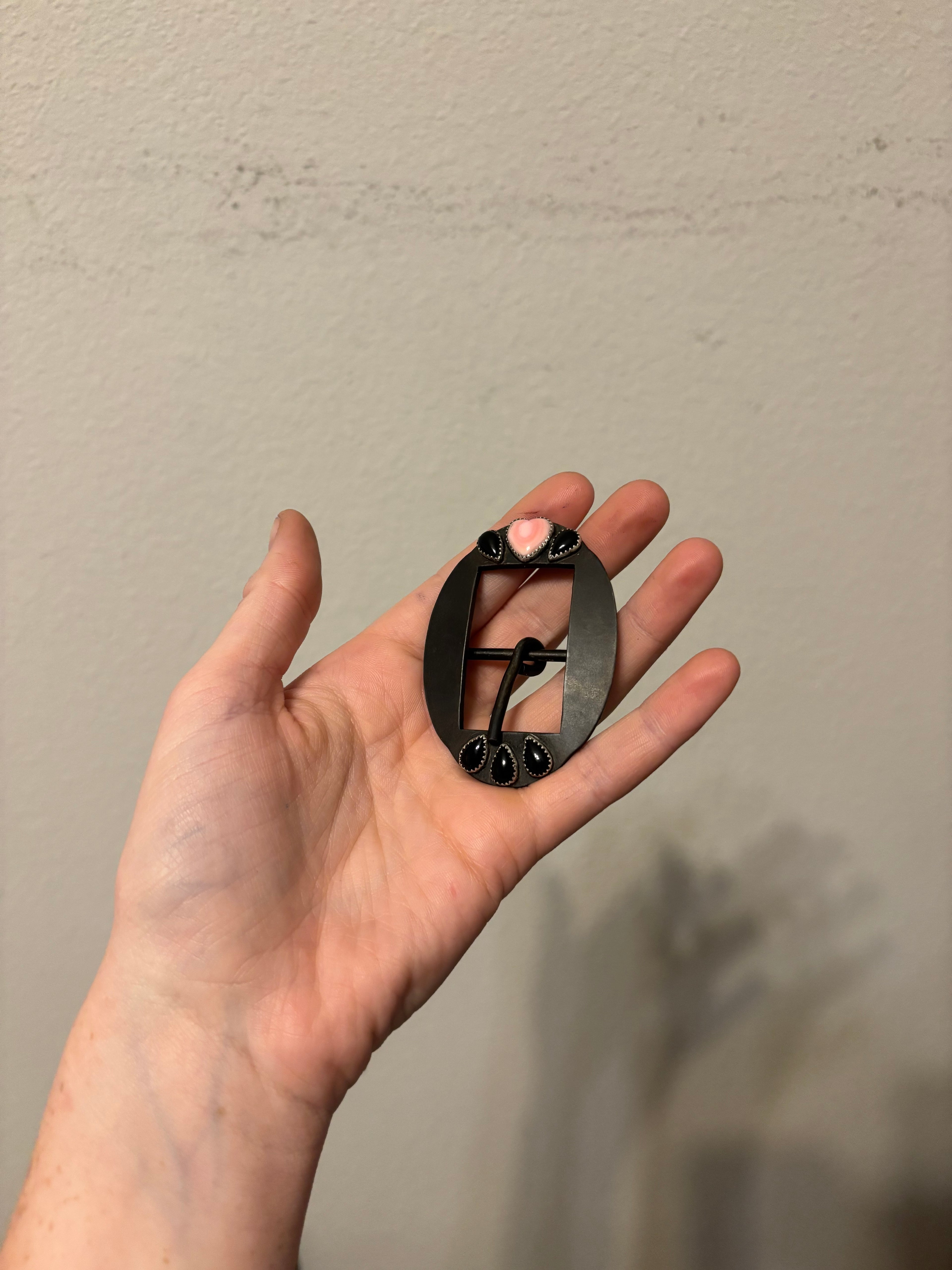 Pink Conch/ Black Onyx Headstall Buckle
