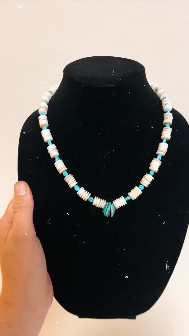 Shell and turquoise nugget necklace